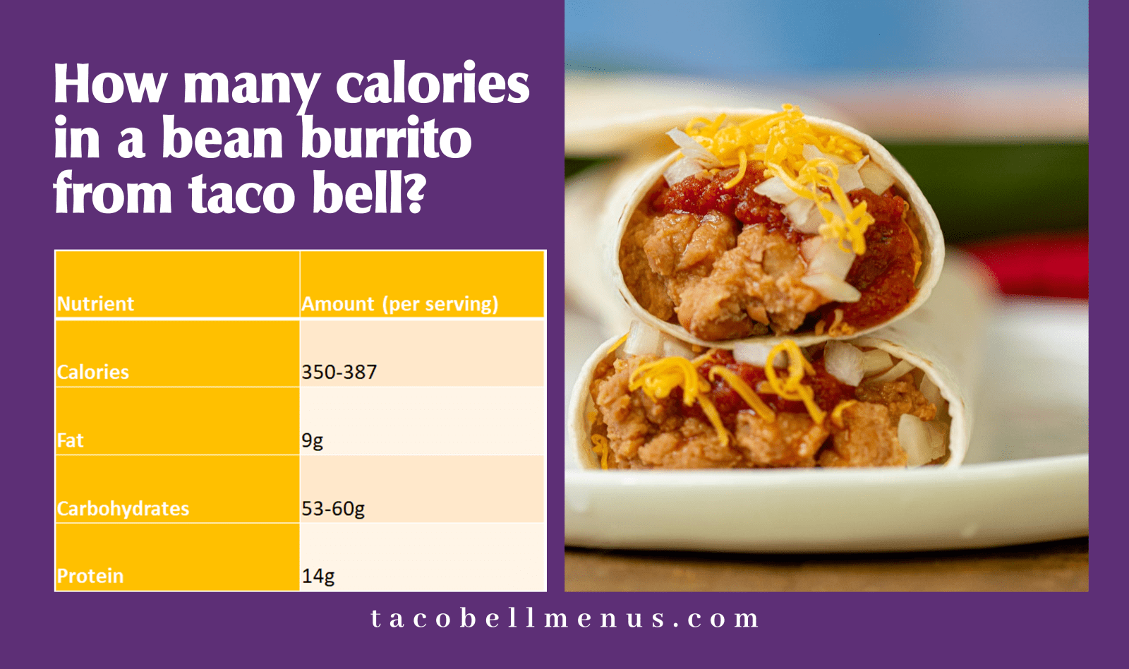 How many calories are in a bean burrito from taco bell?